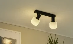 KHG Deckenstrahler, 2-flammig, schwarz/goldfarben | 2
