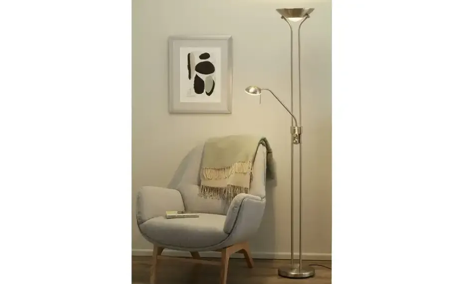 KHG LED-Deckenfluter | silberfarben, Weiß, matt