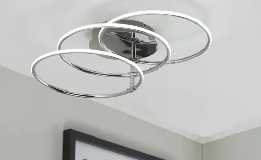 KHG LED-Deckenleuchte, 3-flammig, chrom `Ringe´