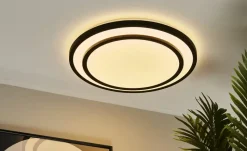 KHG LED-Deckenleuchte, schwarz mit Fernbedienung