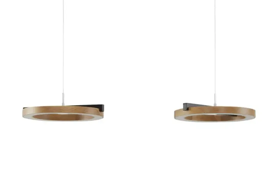 KHG LED-Pendelleuchte, 2-flammig, anthrazit / Eiche