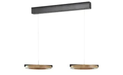 KHG LED-Pendelleuchte, 2-flammig, anthrazit / Eiche