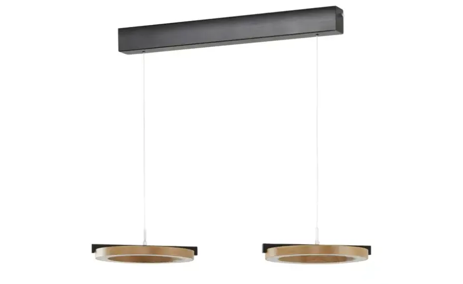 KHG LED-Pendelleuchte, 2-flammig, anthrazit / Eiche