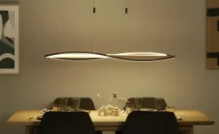 KHG LED-Pendelleuchte, 3-flammig, schwarz/ Eiche