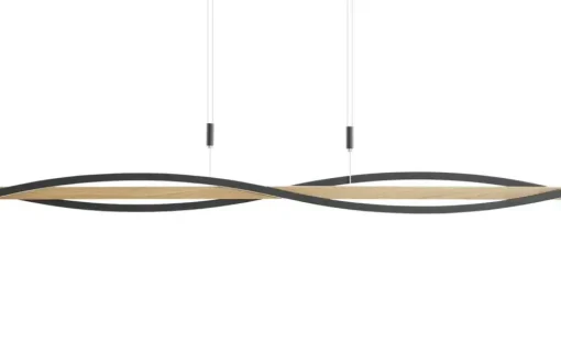 KHG LED-Pendelleuchte, 3-flammig, schwarz/ Eiche