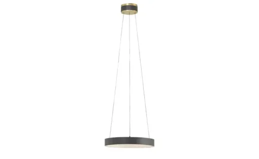 KHG LED-Pendelleuchte, Kunstleder schwarz/goldfarben