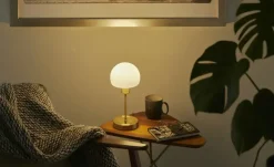 KHG LED-Tischleuchte, 1-flammig, messingfarben mit Touchdimmer | messingfarben, matt