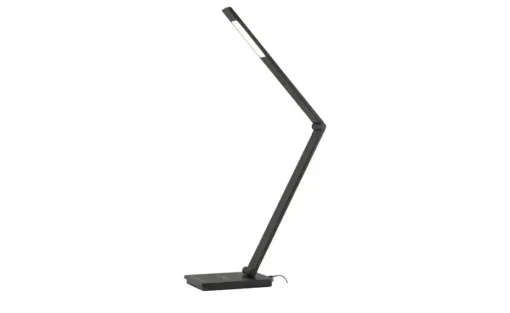KHG LED-Tischleuchte, schwarz mit Qi-Charger | Schwarz, glänzend