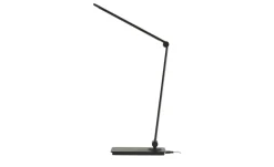 KHG LED-Tischleuchte, schwarz mit Qi-Charger | Schwarz, glänzend