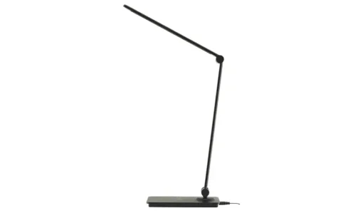 KHG LED-Tischleuchte, schwarz mit Qi-Charger | Schwarz, glänzend