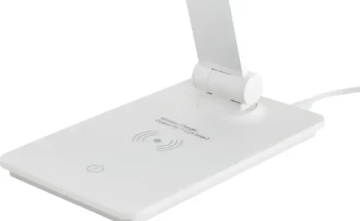KHG LED-Tischleuchte, weiß mit Qi-Charger | Weiß, lackiert