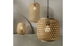 KHG Pendelleuchte, 1-flammig, Bambus-Rattan geflochten natur | 144,5 cm