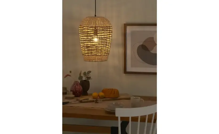 KHG Pendelleuchte, 1-flammig, Papierfäden/ naturfarb.