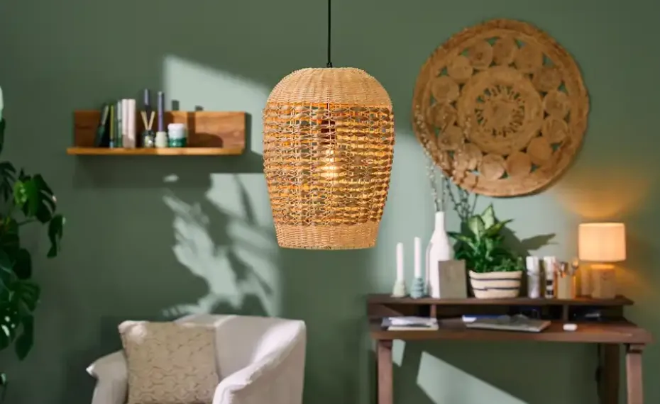 KHG Pendelleuchte, 1-flammig, Papierfäden/ naturfarb.