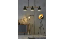 KHG Pendelleuchte, 3-flammig, schwarz mit Pinienholz