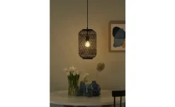 KHG Pendelleuchte, 1-flammig, Bambusgeflecht schwarz