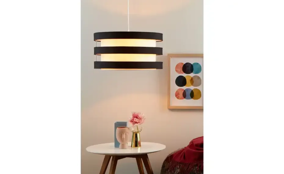 KHG Pendelleuchte, 1-flammig, Schirm schwarz/weiß `groß`