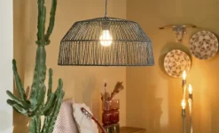 KHG Pendelleuchte, 1-flammig, Seilgepflecht schwarz