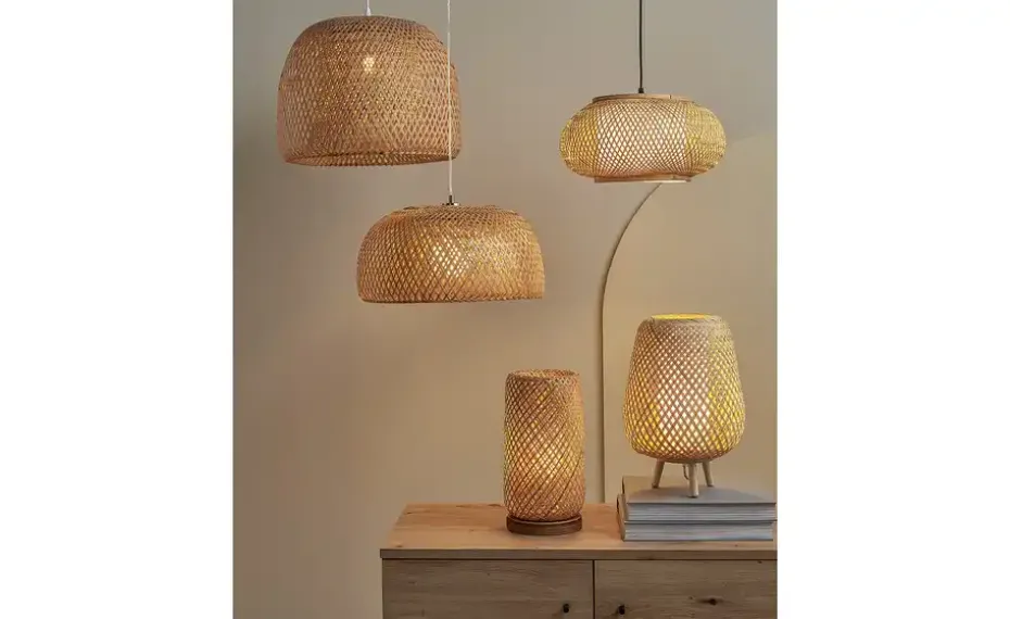 KHG Pendelleuchte, 1-flammig, Rattan/ Stoff | Höffner