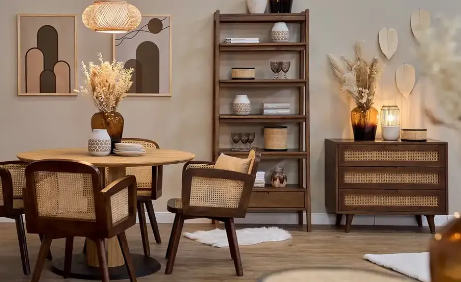 KHG Pendelleuchte, 1-flammig, Rattan/ Stoff | Höffner