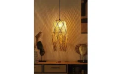 KHG Pendelleuchte, 1-flammig, Bambus mit Fransen