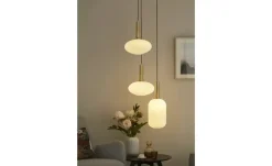 KHG Pendelleuchte, 3-flammig, schwarz / goldfarben