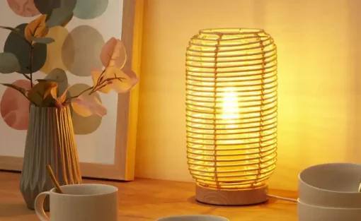KHG Rattan-Tischleuchte, 1-flammig `Klein´  | 28,5 cm