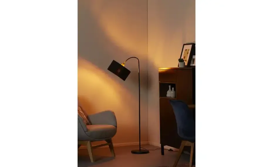 KHG Stehleuchte, 1-flammig, schwarz/goldfarben