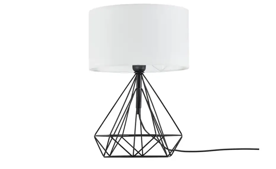 KHG Tischleuchte, 1-flammig, schwarz mit Stoffschirm