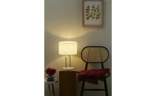 KHG Tischleuchte, 1-flammig, messing / Mamor-Fuß