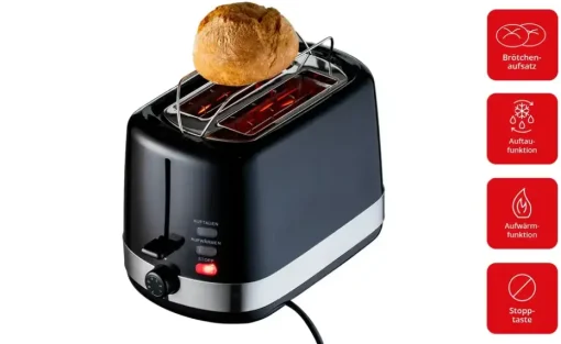 KHG Toaster TO-857 SE2 | Schwarz, silberfarben