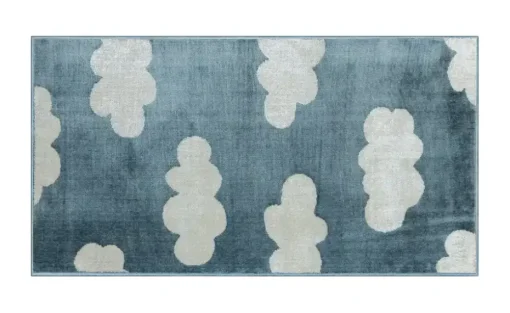 KJUT Webteppich Clouds | Blau, Weiß, 80x150 cm