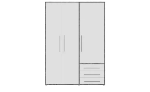 Kleiderschrank Morley | Betonoptik, Weiß, 144,4 cm