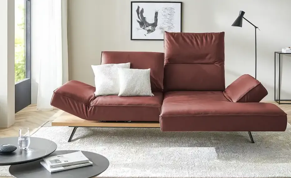 KOINOR Ecksofa Echtleder Phoenix | Rot, rechts