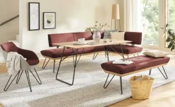 KOINOR Hockerbank  Leder Dining System 4 | Rot, 130 cm