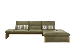 KOINOR  Leder-Ecksofa mit Massivholzrahmen aus Wildeiche Humfrey | rechts, Dunkelgrün