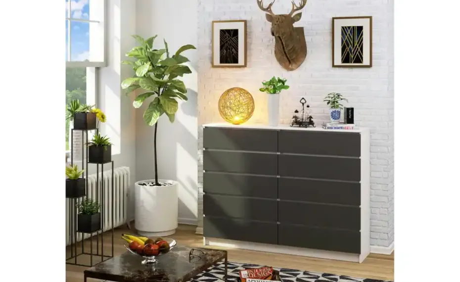 Kommode 160 cm breit Kate | Weiß, Graphit | Höffner