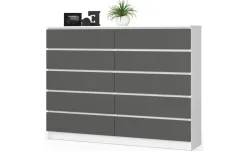 Kommode 160 cm breit Kate | Weiß, Graphit | Höffner