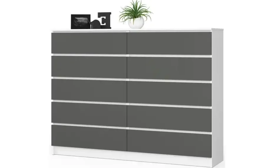 Kommode 160 cm breit Kate | Weiß, Graphit | Höffner