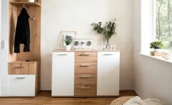 Kommode Jelsi | Weiß, Eiche Artisan (Nachbildung)