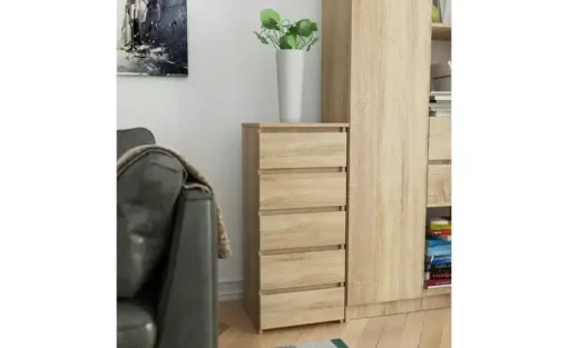Kommode mit 5 Schubladen Carlo | Eiche Sonoma (Nachbildung)
