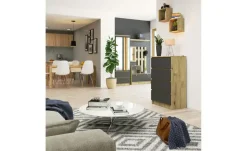 Kommode mit 4 Schubladen Kai | Eiche Artisan (Nachbildung), Graphit