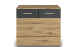 Kommode Moffat | Eiche Artisan (Nachbildung), Basaltgrau, Dunkelgrau