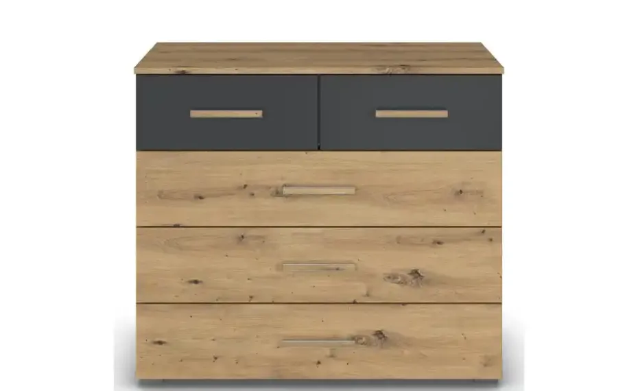 Kommode Moffat | Eiche Artisan (Nachbildung), Basaltgrau, Dunkelgrau