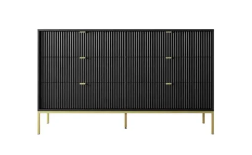Kommode Nova | Schwarz, Goldfarben | Möbel Höffner