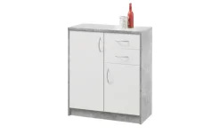 Kommode Oppeano | Betonoptik, Weiß, Ausführung II (2 Türen/2 Schubkästen)