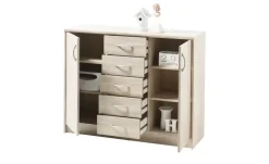 Kommode Oppeano | Eiche Sonoma (Nachbildung), Ausführung IV (2 Türen/5 Schubkästen)