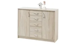 Kommode Oppeano | Eiche Sonoma (Nachbildung), Ausführung IV (2 Türen/5 Schubkästen)