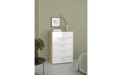 Kommode Pedara | Weiß, Hochglanz, Eiche sägerau (Nachbildung)