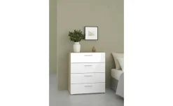 Kommode Pedara | Weiß, Hochglanz, Eiche sägerau (Nachbildung)